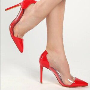 LULUs Salema Red Patent Pointed-Toe Pumps  heels new 8